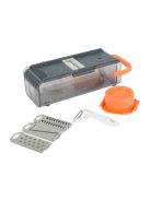 Многофункционално ръчно ренде EmonaMall, 4 ножа, Пластмасов контейнер, Оранжев/Сив - Код T1003