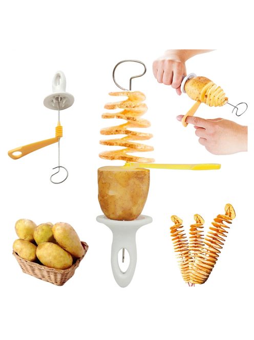 Уред за картофен чипс EmonaMall, 4 шишчета, Бял - Код T1012