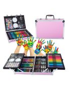 Детски куфар за рисуване 145 части, розов