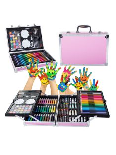 Детски куфар за рисуване 145 части, розов