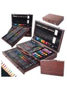 Детски дървен куфар за рисуване 143 части