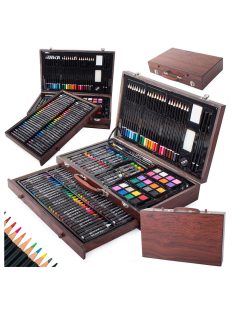 Детски дървен куфар за рисуване 143 части