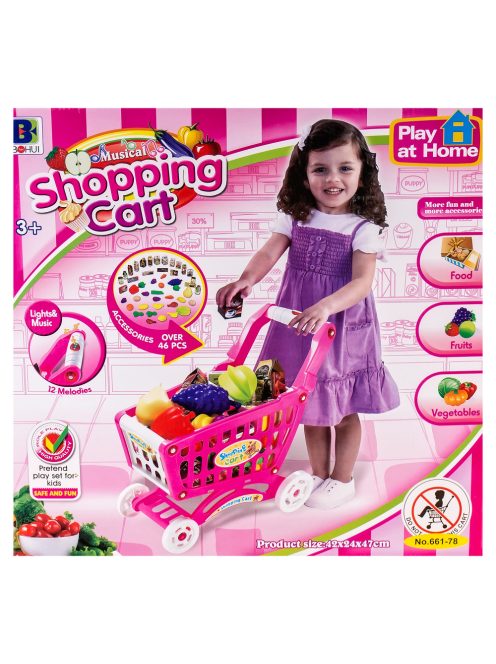 Детска количка за пазаруване с продукти