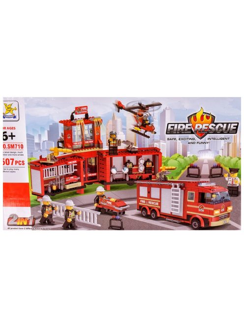 Конструктор пожарна кола и пожарна станция 2в1 (507 елемента)