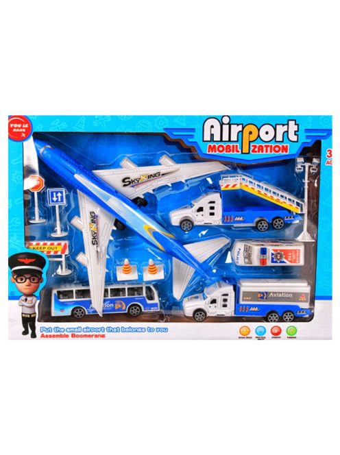 Детски комплект летище с колички и самолет