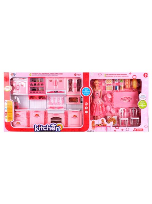 Детска кухня с обзавеждане и кукла