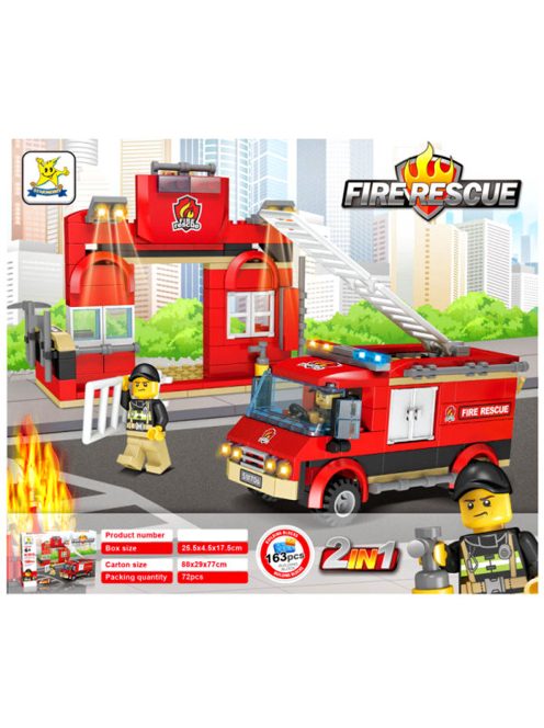 Детски конструктор пожарна 2в1 163 елемента