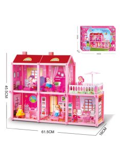 Детска двуетажна къща с кукла и обзавеждане