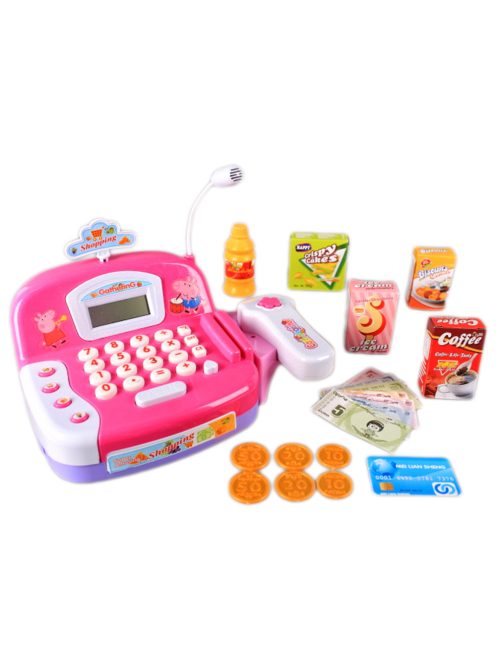 Детски касов апарат с калкулатор, пари и монети