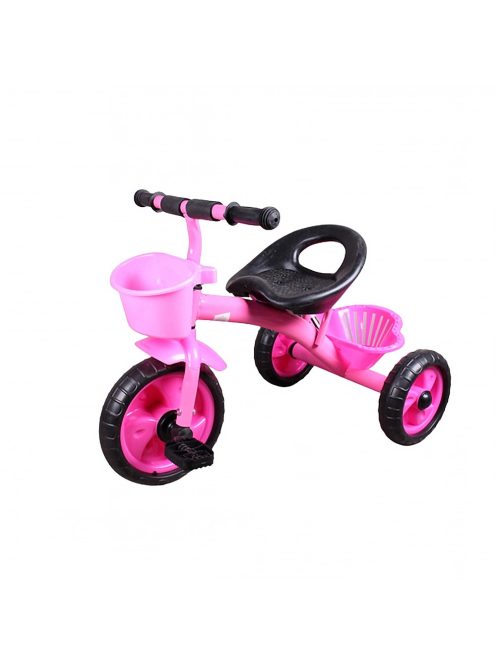 Розово детско колело триколка с два коша