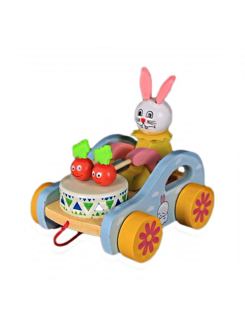 Детска дървена количка със зайче