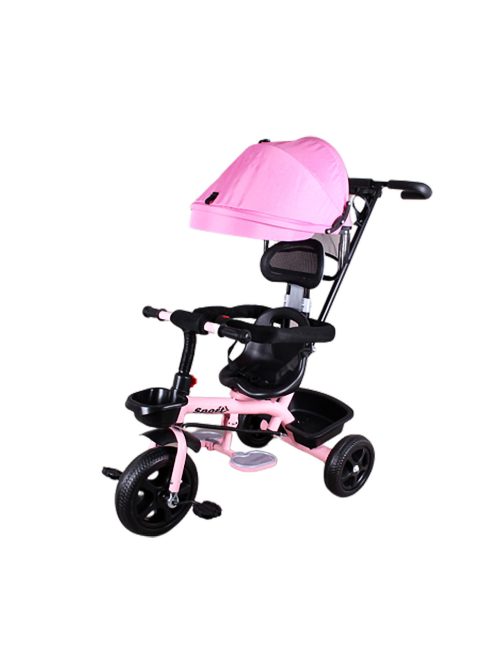 Розова детска триколка с родителски контрол и сенник