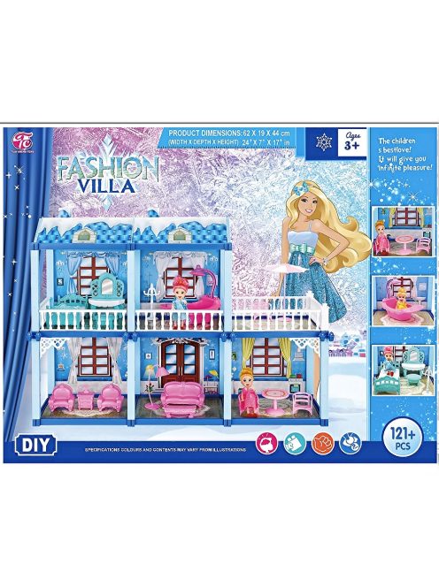 Двуетажна къща с кукла и обзавеждане