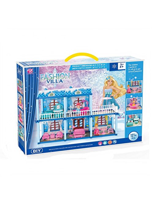 Двуетажна къща с кукла и обзавеждане