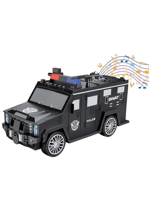 Черна детска електронна касичка Полицейски джип 2в1