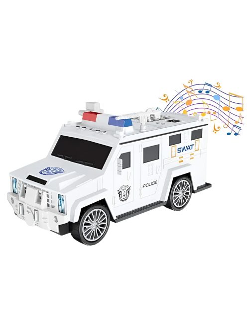 Бяла детска електронна касичка Полицейски джип 2в1
