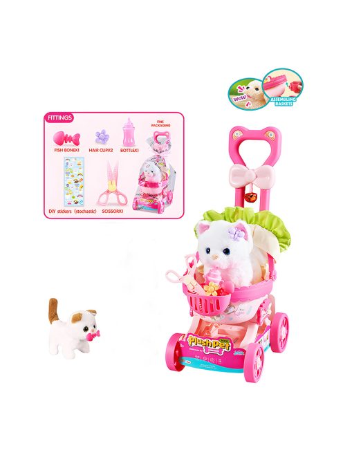 Детско котенце в количка, бял