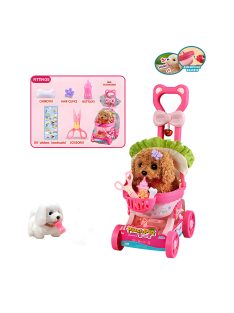 Детско кученце в количка, бял