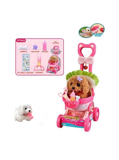 Детско кученце в количка, бял