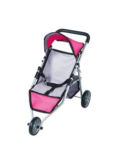 Качествена метална количка за кукла, розова