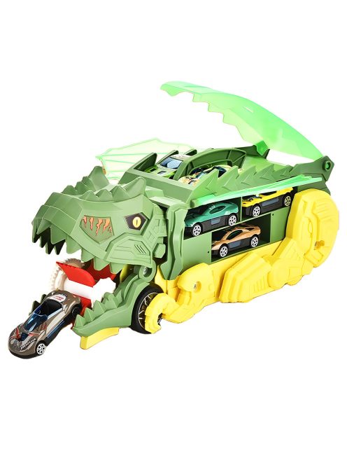 Детски камион Дино, поглъщащ коли, паркинг