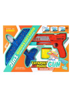Детски пистолет изстрелващ самолет 2в1, червен