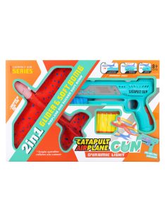 Детски пистолет изстрелващ самолет 2в1, син