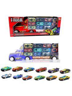 Детски камион с писта и 12 метални коли 